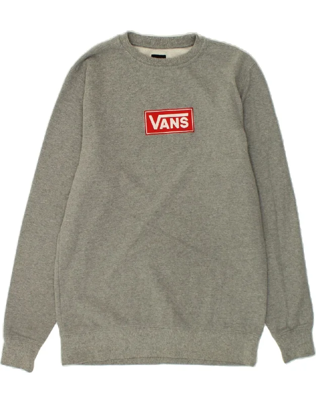 VANS Womens Loose Fit Graphic Sweatshirt Jumper UK 10 Small Grey Flecked